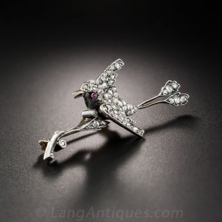 Georgian Silver Over Gold Diamond Bird Brooch
