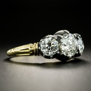 Georgian Style 1.03 Carat Center Diamond Three-Stone Ring - GIA J SI2