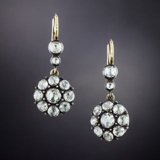 Georgian Style Diamond Cluster Dangle Earrings - 2