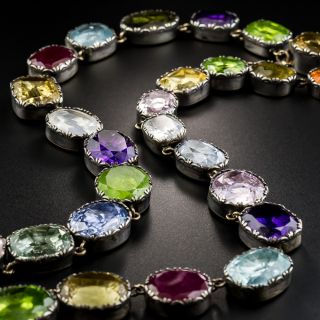Georgian Style Large Colorful Multi-Gem Necklace