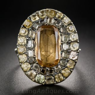 Georgian Topaz and Diamond Ring