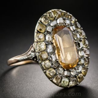 Georgian Topaz and Diamond Ring
