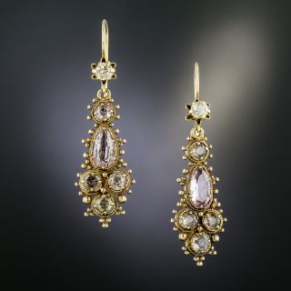 Georgian Topaz Dangle Earrings - 2