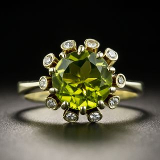 German Mid-Century Peridot and Diamond Ring - 2