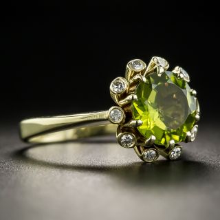 German Mid-Century Peridot and Diamond Ring