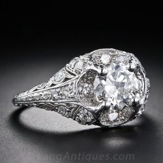 GIA Certified 1.21ct Art Deco Diamond Ring