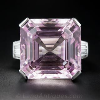 Giant Kunzite and Diamond Ring