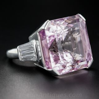 Giant Kunzite and Diamond Ring