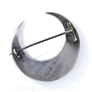 Giant Scottish Agate Crescent Pin