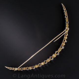 Ginormous Victorian Sapphire and Pearl Crescent Brooch