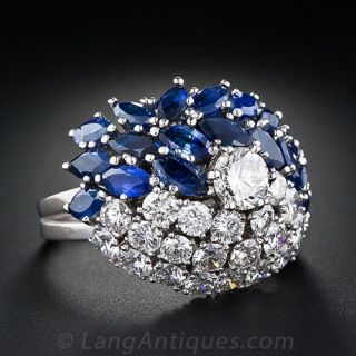 Glamorous Diamond and Sapphire Cocktail Ring