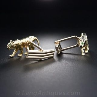 Gold and Black Enamel Tiger Cufflinks