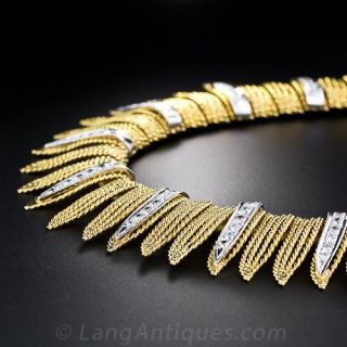 Gold and Diamond Fringe Collar Necklace