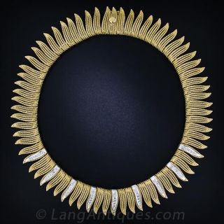 Gold and Diamond Fringe Collar Necklace