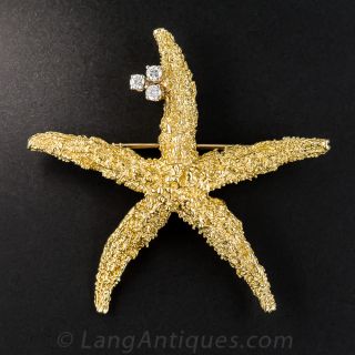 Gold and Diamond Starfish Brooch