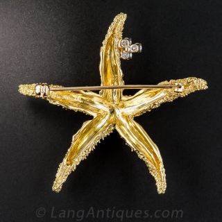 Gold and Diamond Starfish Brooch
