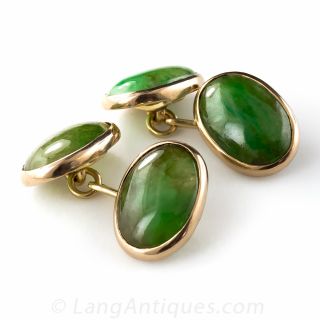 Gold and Jade Cufflinks