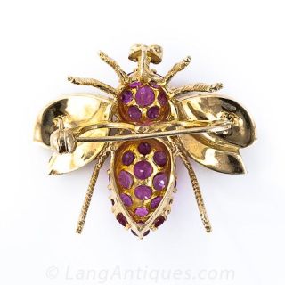 Gold and Ruby Bee Pin