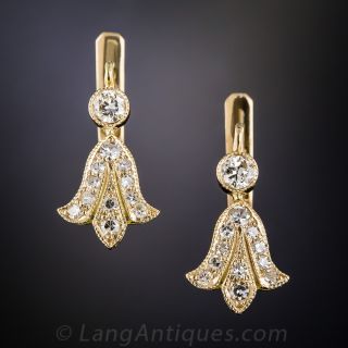 Vintage Fleur-de-Lys Diamond Earrings