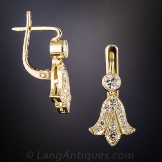 Vintage Fleur-de-Lys Diamond Earrings
