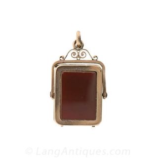 Gold in Quartz and Carnelian Watch Fob