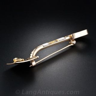 Gold in Quartz Shovel Brooch