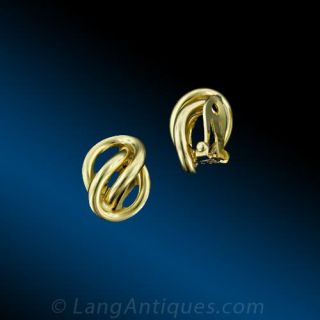Gold Knot Clip Earrings