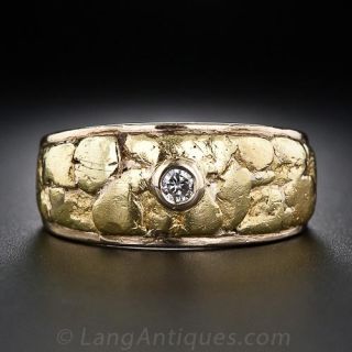 Gold Nugget and Diamond Band Ring