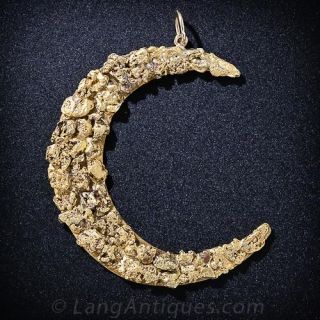 Gold Nugget Crescent Pendant
