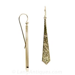 Gold Victorian 'Necktie' Earrings