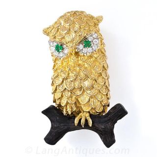 Golden Owl Brooch