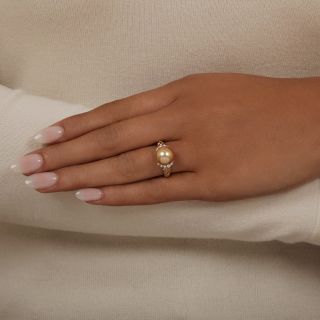 Golden South Sea Pearl and Diamond Ring