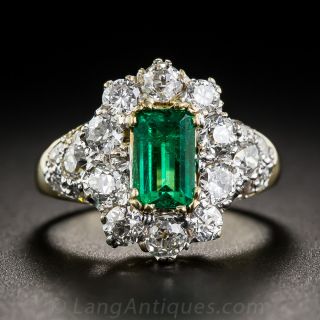 Gorgeous Estate Emerald and Diamond Ring
