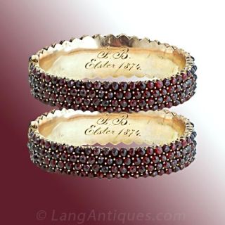 Gorgeous Pair of Bohemian Garnet Bangles