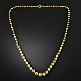 Graduated 18K Gold Bead Necklace  - 2