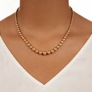 Graduated 18K Gold Bead Necklace 