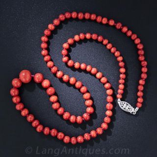 Graduated Coral Bead Necklace