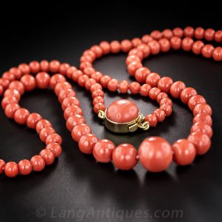 Graduated Coral Bead Necklace