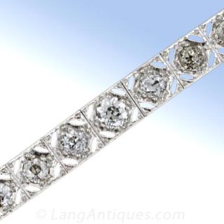 Graduated Early Art Deco Diamond Bracelet