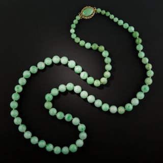 Mid-Century Graduated Jade Beads Necklace