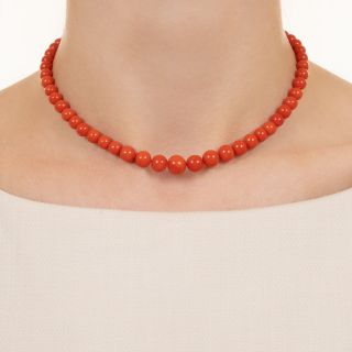 Graduated Red Coral Bead Strand