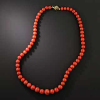 Graduated Red Coral Bead Strand - 2