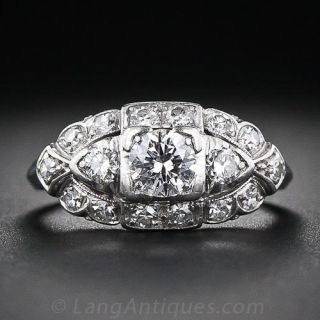 Granat Bros. .40  Carat Platinum and Diamond Vintage Engagement Ring