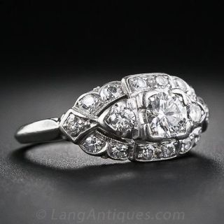 Granat Bros. .40  Carat Platinum and Diamond Vintage Engagement Ring