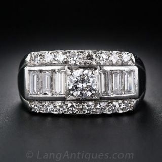 Granat Brothers Mid-Century Platinum and Diamond Band Ring