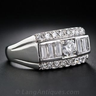 Granat Brothers Mid-Century Platinum and Diamond Band Ring