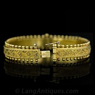 Granulated Gold Bangle Bracelet, Circa1880