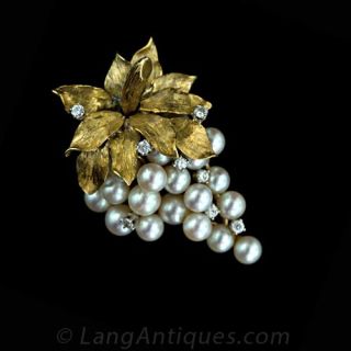 Grape Motif Brooch and Clip Earring Suite