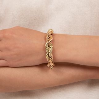 Green and Rose Gold Graduating Rope Chain Bracelet
