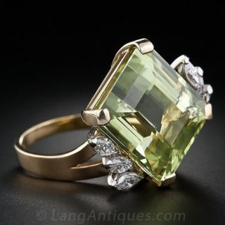 Green Beryl and Diamond Ring